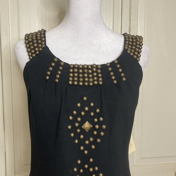 Eci Women’s Studded Black Stretch Cocktail Dress Sleeveless No size tag NWT - Picture 2 of 12